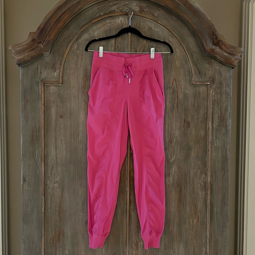 RARE- Lululemon Athletica Pink Track Pants with Tapered Jogger Fit
